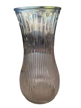 Vintage Hoosier Glass 4087-A Clear Ribbed Flower Vase 9.5”